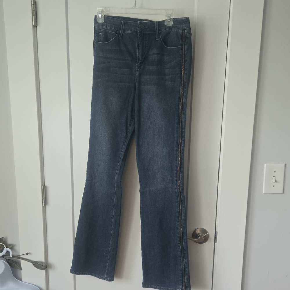 Skinnygirl Flare Blue Jeans with Zipper Down Sides